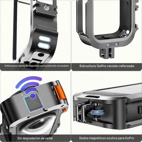 Vista 7 de Amazear - Funda protectora de metal para accesorios Insta360 X4, marco utilitario multifunción Insta 360 X4 de liberación rápida, construcción más