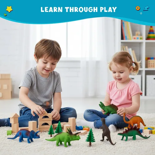 Vista 4 de Get Ready Kids Juego de figuras de dinosaurios - 8 juguetes grandes