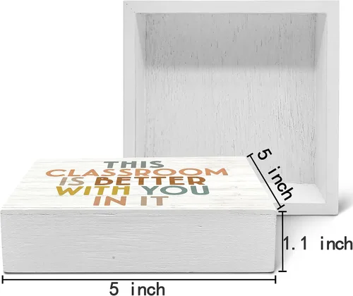 Vista 6 de SRADMO Decoración bohemia para aula, con texto en inglés «This Classroom is Better with You in It» Affirmation, caja de madera con texto en inglés