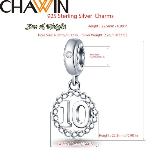 Vista 2 de 16 17 18 19 20 21 22 24 25 26 30 32 33 35 37 40 49 50 60 69 77 80 88 99 dijes de plata de ley 925 que se ajustan a pulserascollar Pandora colgantes