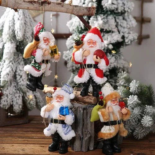 Vista 6 de PRETYZOOM Figura de Papá Noel de resina azul Santa escultura de pie de vacaciones figura de Santa Claus sosteniendo regalos decoración de mesa