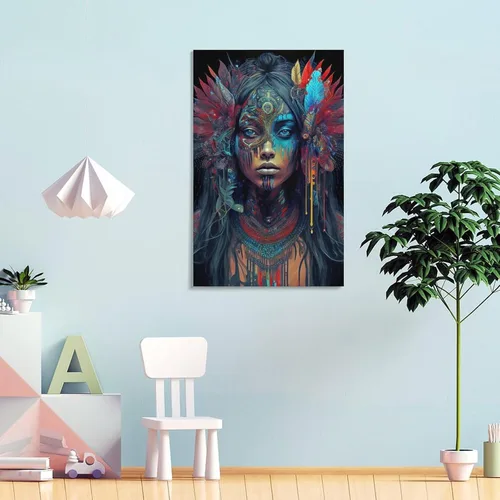 Vista 4 de Lianjue - Póster de princesa azteca, arte azteca, arte psíquico, un póster de arte temeroso, póster de princesa azteca, lienzo femenino, póster