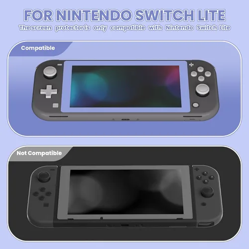 Vista 3 de eXtremeRate 2 Pack Light Violet Border Transparent HD Clear Saver Protector Film, Tempered Glass Screen Protector for Nintendo Switch Lite