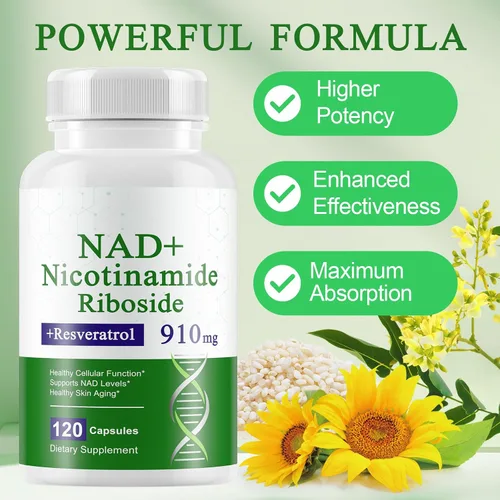 Vista 4 de A r b c r n Suplemento de 240 cápsulas, nicotinamida ribósido resveratrol 910mg para hombres y mujeres, suplemento NR para enfoque energético