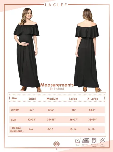 Vista 8 de Vestido de maternidad con hombros descubiertos, vestido largo para mujeres embarazadas, para fiestas de recién nacidos, o sesiones de fotos