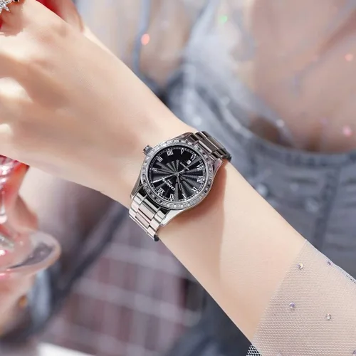 Vista 17 de Reloj mecánico automático para mujer Carnival con banda de acero inoxidable