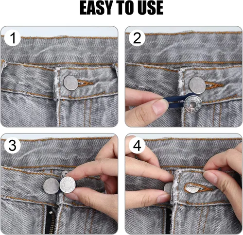 Vista 4 de WILLBOND Extensor de pantalones de mezclilla de 19 piezas para hombre, cintura ajustable, extensor de botón para mujeres y hombres, pantalones