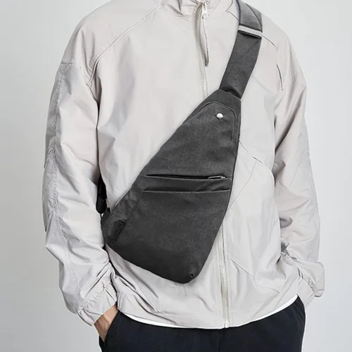 Vista 6 de Seoky Rop - Bolso bandolera para hombres y mujeres, cartera pequeña personal con bolsillo, antirrobo, para el pecho, para viajes y senderismo, Gris