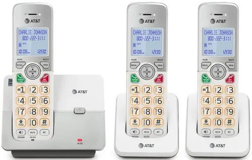 Vista 13 de AT&T Teléfono inalámbrico EL1101 DECT 6.0 Identificador de llamadas, teclado iluminado, pantalla LCD, altavoz dúplex completo, modo ECO, modo
