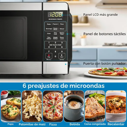 Vista 3 de Microondas de mostrador Kenmore, 6 menús preestablecidos automáticos, bloqueo para niños, funciones de descongelación y cocina exprés, 700 vatios, 7