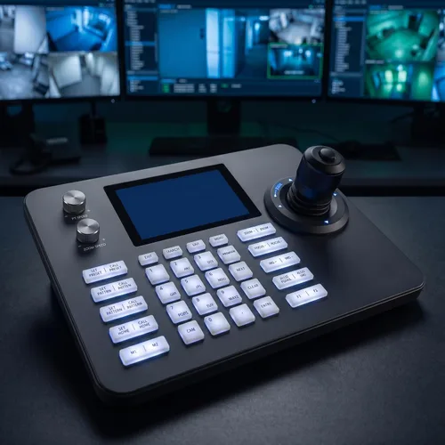 Vista 3 de Controlador PTZ Controlador de cámara POE Network 4D Joystick Decodificación H.264 H.25 Teclado con pantalla LCD de 5 pulgadas para adoración a