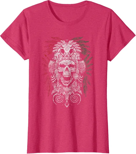 Vista 12 de Camiseta de Calavera Azteca con máscara Mayas Calavera Azteca, Negro