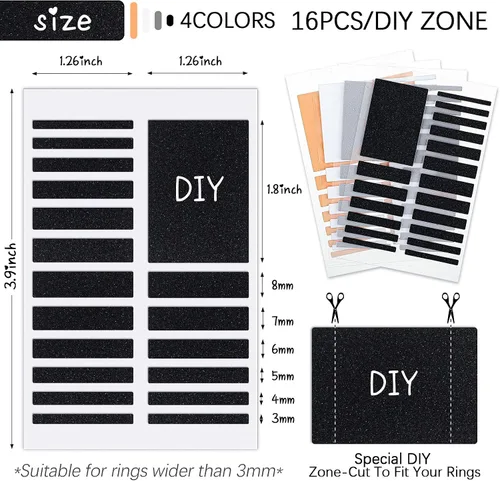 Vista 2 de Zonon Ajustador invisible de tamaño de anillo de 16 hojas con 2 piezas de ajuste de tamaño de anillo de plástico para tensor de joyería suelto