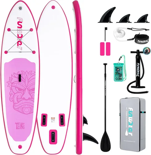 Vista 11 de FunWater Inflatable Stand Up Paddle Board with Beginners SUP Accessories 10'6'' SUP,Anti-Slip EVA Deck,Versatile Yoga/Big Fin Inflatable Paddle