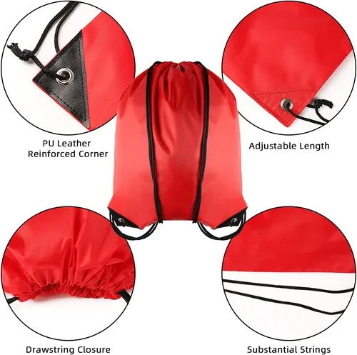 Vista 6 de GoodtoU Mochila con cordón Bolsas de cincha Bolsas de cordón Bolso de deporte de cuerda de nylon a granel, Rojo, Deportes