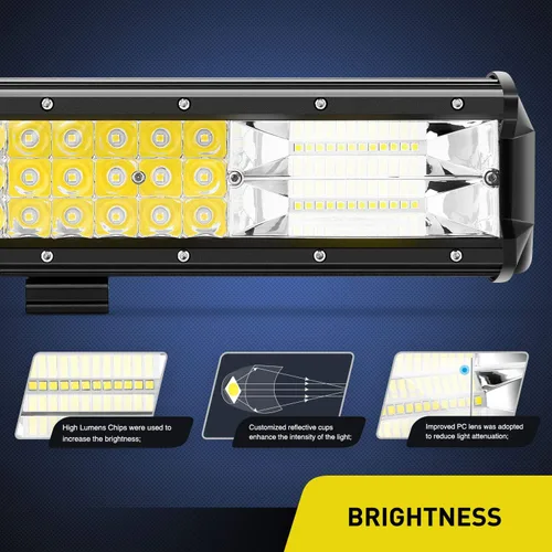 Vista 4 de Nilight - 18003C-A barra de luz LED de 15 pulgadas, 216 W, triple fila, haz combinado de luz difusa y concentrada, 21600 lúmenes, súper brillante
