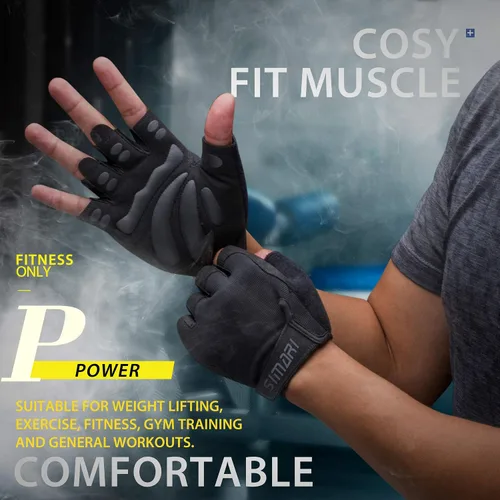 Vista 2 de SIMARI Guantes de entrenamiento transpirables para hombres y mujeres, guantes acolchados para levantamiento de pesas con gran agarre, protección