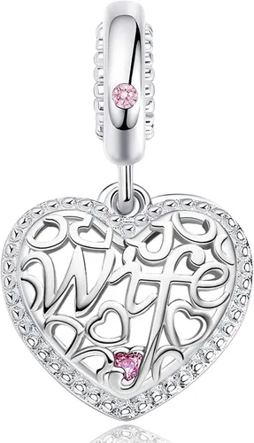 Vista 3 de ASELFAD I Love You Forever Heart Sterling Silver Wife Charms for Bracelets Best Anniversary Christmas Mothers Day Valentines Day Gifts for Wife from