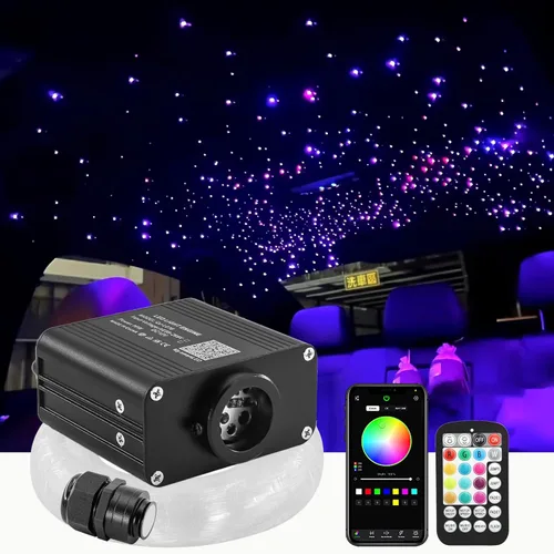 Vista 7 de ATOKEE Kit de Luces de Techo Estrellado Twinkle de 16W con 200 piezas, Fibra Óptica de Tamaño Compacto de 0.03 pulgadas 6.5 pies, Luces de Techo