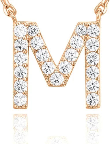 Vista 115 de PAVOI 14K White Gold Plated Cubic Zirconia Initial Necklace Letter Dainty Necklaces for Women