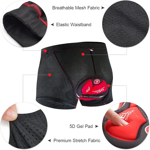 Vista 3 de Lixada 5D - Pantalones cortos de ciclismo para hombre acolchados transpirables de secado rápido