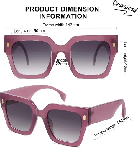 Vista 59 de SOJOS Gafas de sol cuadradas vintage de gran tamaño para mujer, estilo retro, de lujo, grandes, UV400 SJ2194