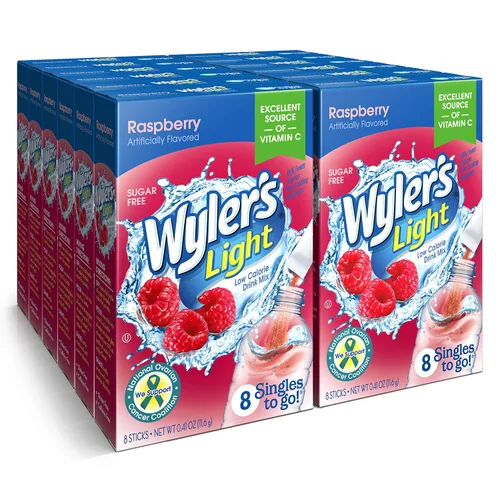 Vista 17 de Wyler's Light Paquetes de polvo Singles to Go, mezcla de bebida de agua, paquete variado de 40 unidades, limonada rosa, fresa y arándanos, sin