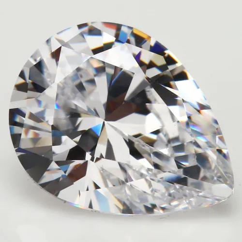 Vista 2 de JIANGYUANGEMS Piedra de circonita cúbica blanca con forma de pera 5A de 0.118 x 0.197 in, corte a máquina, piedra sintética suelta para fabricación