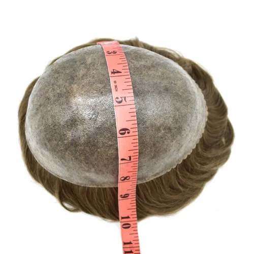 Vista 4 de Toupee - Sistema de reemplazo de postizo para hombres, prótesis masculina, pieza de cabello humano de polietileno, piel duradera inyectada de #610
