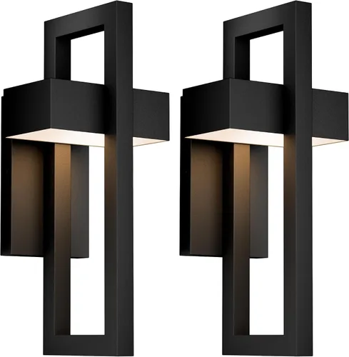 Vista 11 de LamQee Modernas luces de pared para exteriores de 3000 K, apliques de pared LED integrados para exteriores, accesorios de iluminación exterior