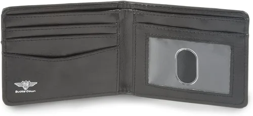 Vista 4 de Buckle-Down Billetera plegable de lona Ford Mustang con logotipo de barras centrado