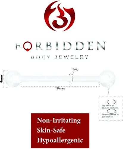 Vista 2 de Forbidden Body Jewelry 14G -16G - Retenedores flexibles para piercing de grado hospitalario PTFE para embarazo MRI cirugía y más