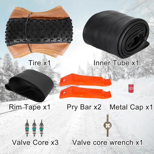 Vista 5 de Set of 20x4.0 Fat Tire and Tube, Puncture Resistant Folding Bike Tire Set 102-406 Compatible with E-Bike Mountain Bike MTB Bicycle All-Terrain