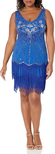 Vista 9 de BABEYOND Vestido de mujer con estilo charlestón de los años 20, cuello en V, con cuentas y flecos, estilo Gran Gatsby