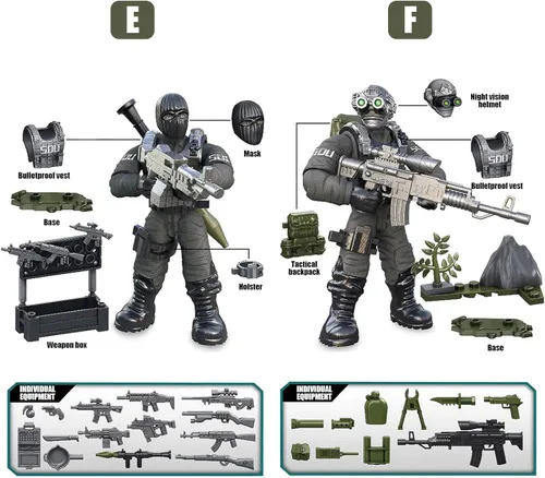 Vista 6 de MEIEST SWAT - Juego de 8 figuras de acción de policía urbana con múltiples accesorios de armas militares, juego de recuerdos de fiesta