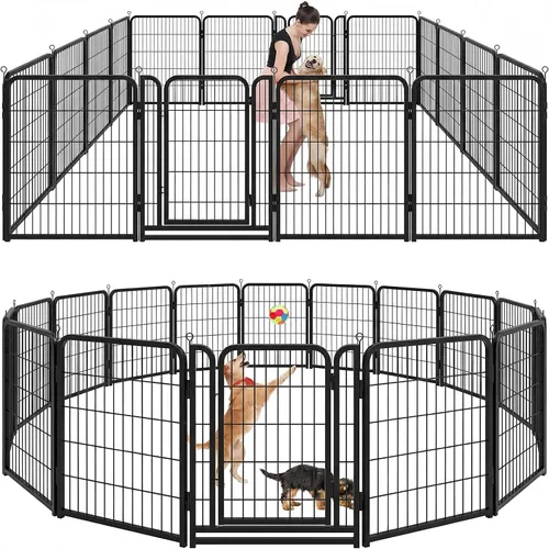 Vista 23 de Kfvigoho Corralito para perros para exteriores, extra ancho, 12 paneles de valla resistente para perros, 32 pulgadas de altura, antioxidante
