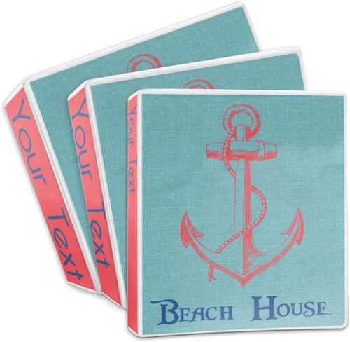 Vista 3 de Carpeta personalizada de 3 anillas Chic Beach House - 1 pulgada