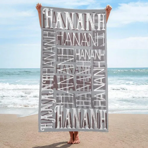Vista 2 de Toalla de playa con nombre personalizado para adultos, niños, toalla de playa súper suave de secado rápido para niñas y niños, toalla de playa