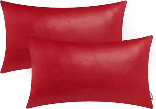 Vista 22 de BRAWARM Fundas de almohada de cuero sintético de 16 x 16 pulgadas - Juego de 2 fundas de almohada de cuero negro, fundas de almohada de cuero teñido