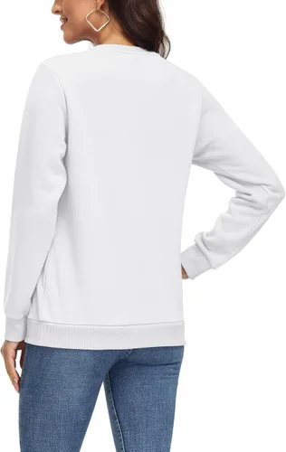 Vista 3 de MAGCOMSEN Sudadera de manga larga con forro polar y cuello redondo para mujer, estilo casual, para otoño