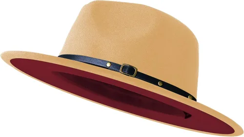 Vista 14 de Sombreros de ala ancha tipo Fedora para mujeres y hombres, sombrero de vestir de dos tonos, sombrero de fieltro tipo Panamá en dos tallas para Negro