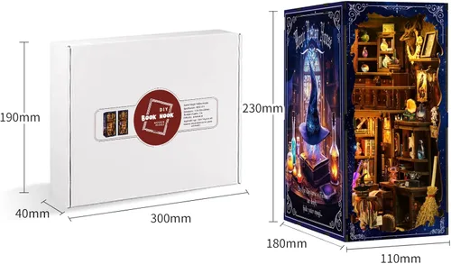 Vista 6 de Kit de Rincón de Libros - Kit de Manualidades de Casa en Miniatura con Muñecas, Muebles y Luz LED, Separadores de Libros de Arte en Madera 3D