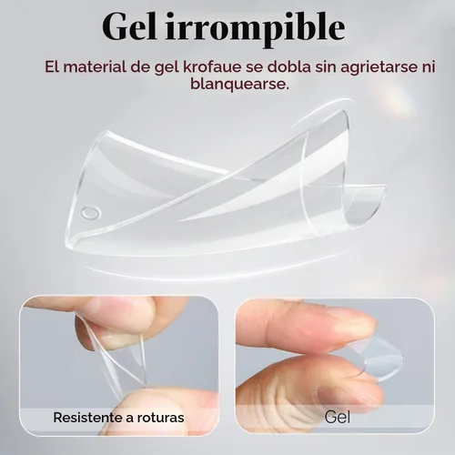 Vista 3 de krofaue Duck Nail Tips - Clear Flexible Gel Curved Nail Tips Media cubierta de pato transparente