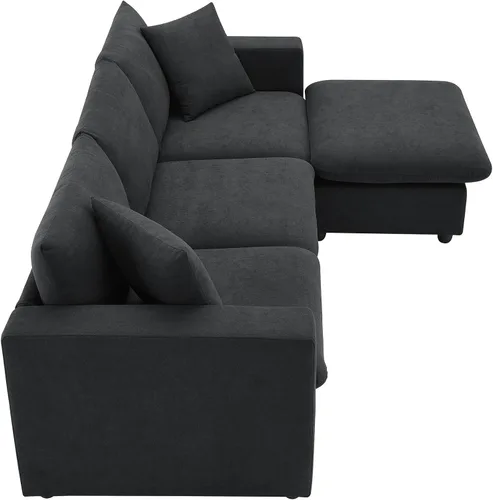 Vista 4 de LUMISOL Sofá modular convertible de 100.4 pulgadas, sofá seccional en forma de L con otomana extraíble, sofá moderno de estilo minimalista con 2