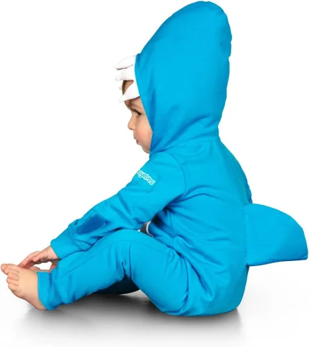 Vista 2 de Tipsy Elves Lindo mono de tiburón para bebé con capucha para bebés y niños pequeños, talla unisex