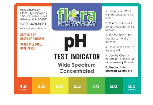 Vista 2 de Kit de prueba de pH Flora Hydroponcis 1oz