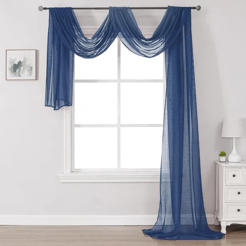 Vista 32 de Bufanda transparente para ventana de 144 pulgadas de largo, color azul bebé, perfecta como bufandas de cenefa, así como toldo de cama o decoración