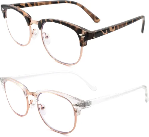 Vista 2 de Paquete de 2 lentes de lectura para hombres y mujeres, lentes de lectura vintage con lente completa, lentes de aumento para exteriores,