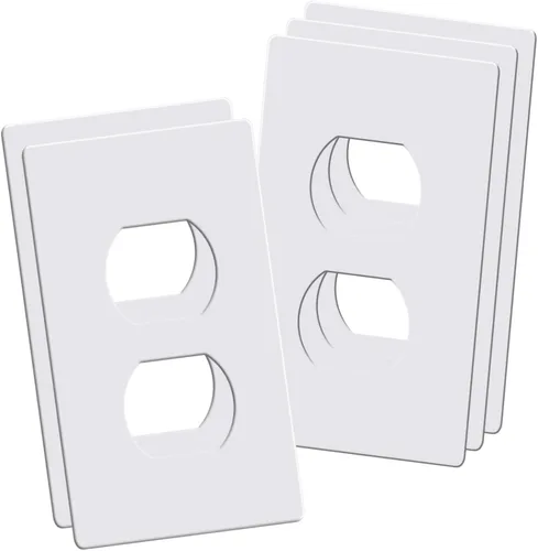 Vista 14 de Placas de pared decorativas sin tornillos, cubiertas de tomacorriente seguras para niños de 3 bandas, tamaño estándar 4.68" x 6.54", placa frontal