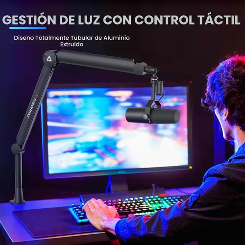 Vista 6 de Soporte de Brazo Telescópico THRONMAX S8 Soporte de Micrófono para Transmisión y Difusión de Juegos/Brazo de Micrófono Robusto y Universal